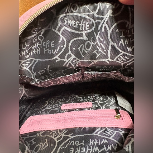 Betsey Johnson Convertible Mini Backpack Crossbody Black White Pink Floral XO - Picture 11 of 14